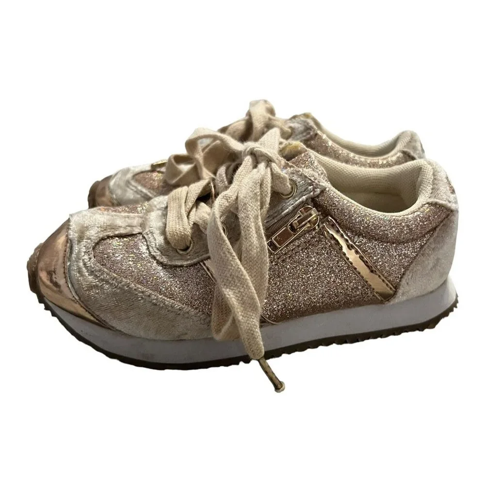 Joyfolie T10 Ari Gold Glitter & Velvet Sneakers